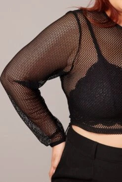 Black Mesh Top Long Sleeve Crew Neck 11 Black Mesh Top Long Sleeve Crew Neck -You And All Fashion Store cjc1853 84jb black 6
