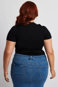 Black Bodysuit Cut Out Short Sleeve Crew Neck Seamless -You And All Fashion Store cjc1951 84j black 4