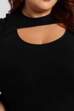 Black Bodysuit Cut Out Short Sleeve Crew Neck Seamless -You And All Fashion Store cjc1951 84j black 6