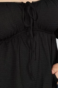 Black Top Short Sleeve Sweetheart Neckline Textured -You And All Fashion Store cjc1959 81jb black 6