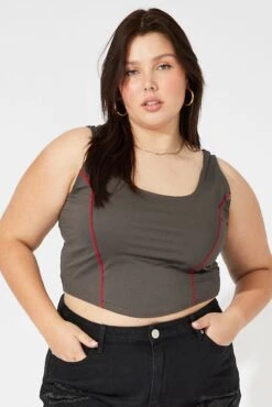 Grey Panelled Tank Top -You And All Fashion Store cjc1968 84j charcoal 3