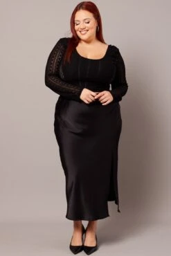 Black Lace Top Long Sleeve Square Neck Corset 8 Black Lace Top Long Sleeve Square Neck Corset -You And All Fashion Store cjc1976 47j black 3