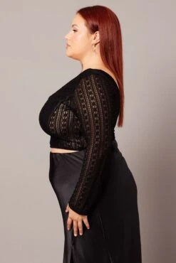 Black Lace Top Long Sleeve Square Neck Corset 9 Black Lace Top Long Sleeve Square Neck Corset -You And All Fashion Store cjc1976 47j black 4