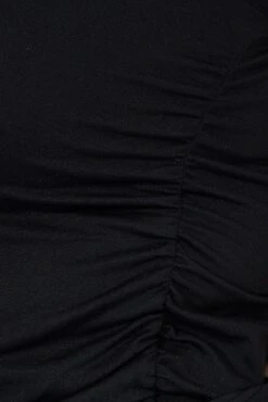 Black Supersoft Top Short Sleeve Crew Neck Side Ruched -You And All Fashion Store cjc1988 84j black 6