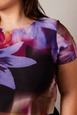 Multi Abstract Mesh Top Short Sleeve Crew Neck -You And All Fashion Store cjc1996c 84j abstract 6