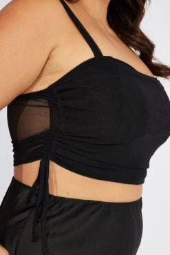 Black Singlet Mesh Top Cowl Neck -You And All Fashion Store cjc1997 84j black 6