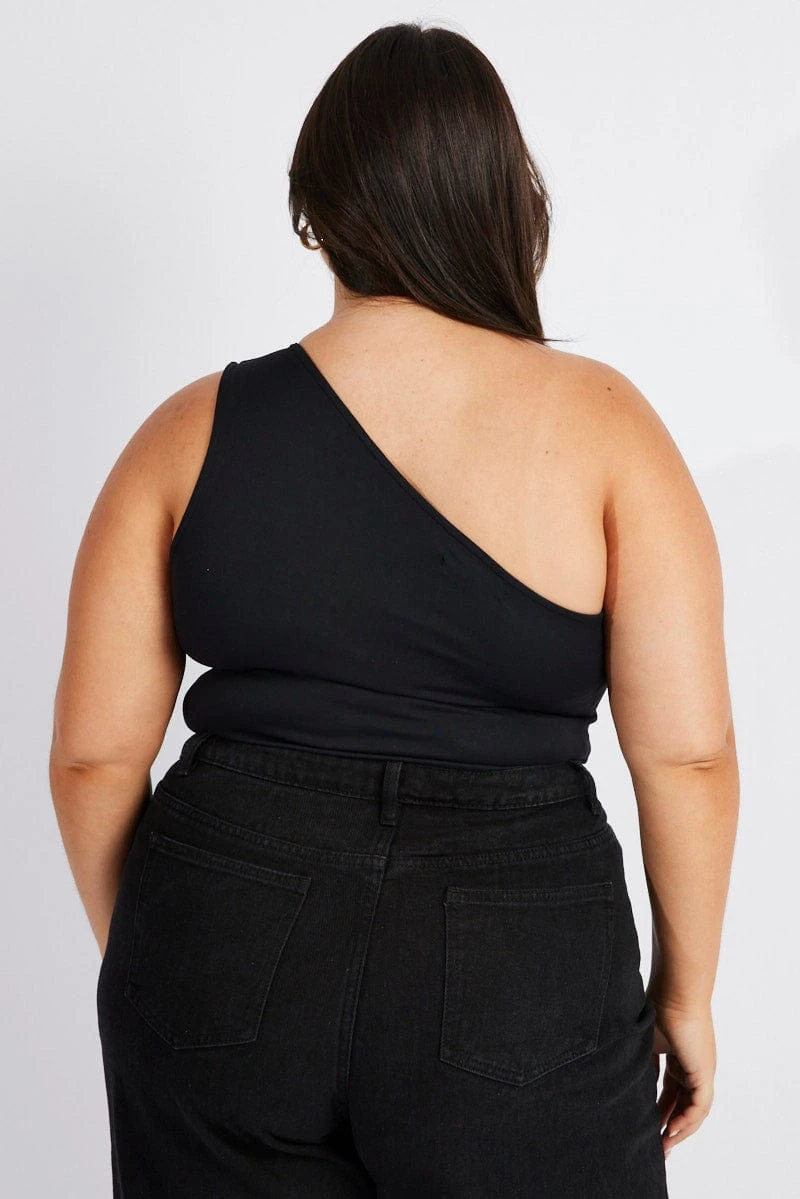 Black Bodysuit Cut Out One Shoulder Supersoft 5 Black Bodysuit Cut Out One Shoulder Supersoft - Image 5