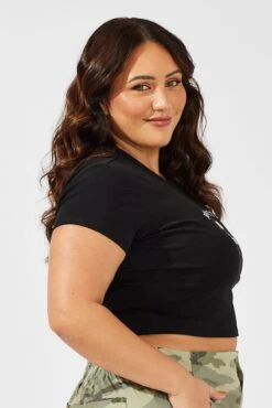 Black Graphic T-shirt Short Sleeve Crew Neck Crop -You And All Fashion Store cjc2002 84jb black 4