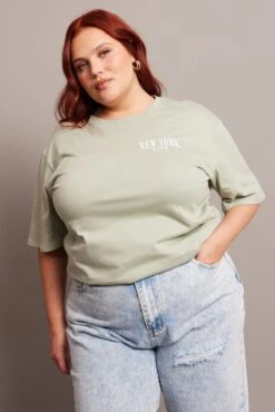 Green Graphic Tee Short Sleeve Relaxed Crew Neck -You And All Fashion Store cjc2007a 84j sage 3