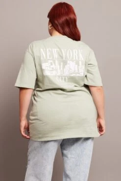 Green Graphic Tee Short Sleeve Relaxed Crew Neck -You And All Fashion Store cjc2007a 84j sage 5