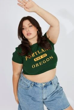 Green Graphic Baby T-shirt Short Sleeve Crew Neck