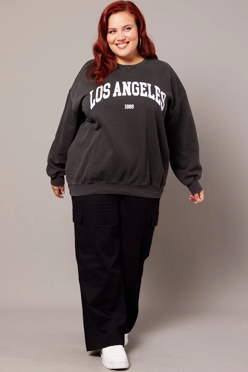 Black Oversized Sweater Long Sleeve Crew Neck 2 Black Oversized Sweater Long Sleeve Crew Neck - Image 2