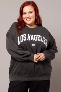 Black Oversized Sweater Long Sleeve Crew Neck 8 Black Oversized Sweater Long Sleeve Crew Neck -You And All Fashion Store cjc2044a 84j wash black 3