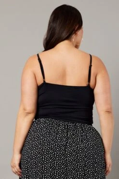 Black Singlet Top Twist Front Supersoft -You And All Fashion Store cjc2080 84jb black 5