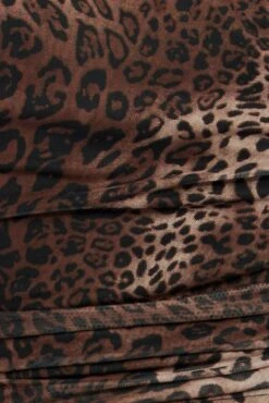 Brown Animal Print One Shoulder Top Short Sleeve Mesh -You And All Fashion Store cjc2090ex 84j animal pri 6