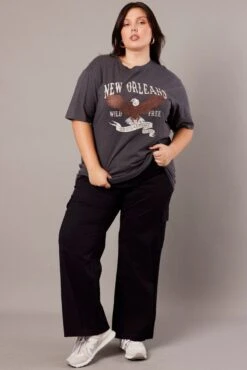 Grey Graphic T-shirt Short Sleeve Crew Neck -You And All Fashion Store cjc2091 84j charcoal 2