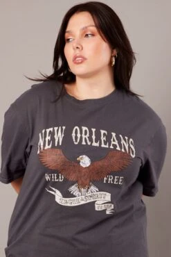 Grey Graphic T-shirt Short Sleeve Crew Neck -You And All Fashion Store cjc2091 84j charcoal 3