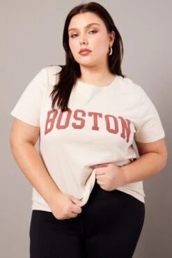 Beige Graphic T-shirt Short Sleeve Crew Neck -You And All Fashion Store cjc2141 84j stone 3