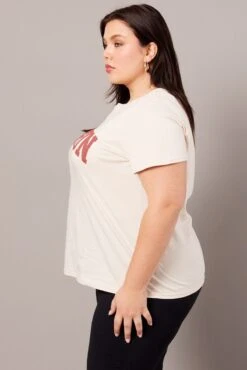 Beige Graphic T-shirt Short Sleeve Crew Neck -You And All Fashion Store cjc2141 84j stone 4