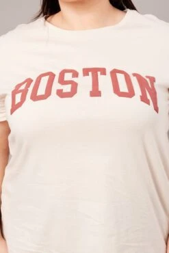 Beige Graphic T-shirt Short Sleeve Crew Neck -You And All Fashion Store cjc2141 84j stone 6