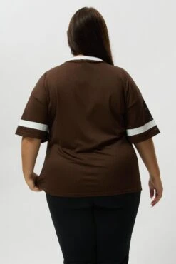 Brown Graphic T Shirt Short Sleeve V Neck -You And All Fashion Store cjc2196c 84jb brown 5