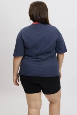 Blue Graphic T-shirt Short Sleeve V-Neck Oversized 10 Blue Graphic T-shirt Short Sleeve V-Neck Oversized -You And All Fashion Store cjc2199 84j navy 5