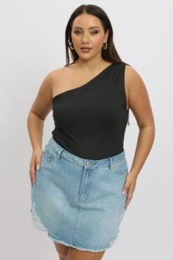 Black Bodysuit One Shoulder -You And All Fashion Store cjc2211a 84j black 3
