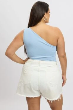 Blue Bodysuit One Shoulder -You And All Fashion Store cjc2211a 84j sky blue 4