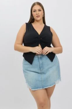 Black Sleeveless Twist V Neck Supersoft -You And All Fashion Store cjc2223a 84jb black 3