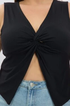 Black Sleeveless Twist V Neck Supersoft -You And All Fashion Store cjc2223a 84jb black 6
