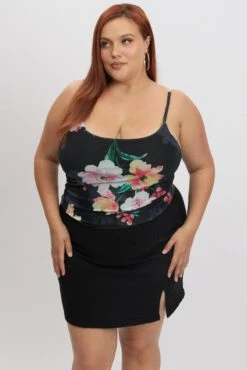 Black Floral Cami Top Sleeveless Mesh -You And All Fashion Store cjc2235a 84j floral 3