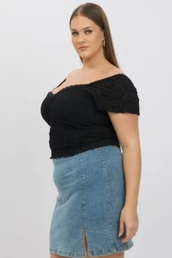 Black Lace Top Short Sleeve -You And All Fashion Store cjc2243 84j black 4