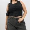 Black Button Tank Top
