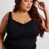 Black Supersoft Top Sleeveless Sweetheart Neckline