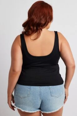 Black Supersoft Top Sleeveless Sweetheart Neckline -You And All Fashion Store cjc2308 84jb black 5