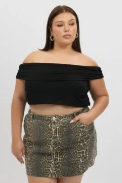 Black Off Shoulder Top Side Ruched -You And All Fashion Store cjc2325 84j black 3