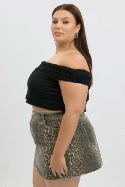 Black Off Shoulder Top Side Ruched -You And All Fashion Store cjc2325 84j black 4