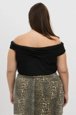 Black Off Shoulder Top Side Ruched -You And All Fashion Store cjc2325 84j black 5