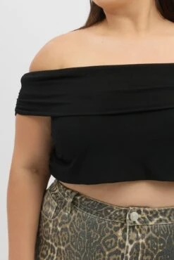 Black Off Shoulder Top Side Ruched -You And All Fashion Store cjc2325 84j black 6