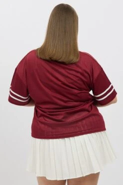 Red Graphic Tee Short Sleeve V Neck -You And All Fashion Store cjc2328c 84j burgundy 5