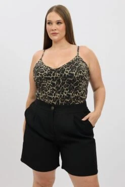 Brown Animal Print Bodysuit Sleeveless V Neck -You And All Fashion Store cjc2331 84j animal pri 3