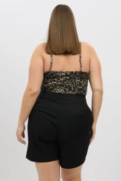 Brown Animal Print Bodysuit Sleeveless V Neck -You And All Fashion Store cjc2331 84j animal pri 4