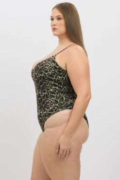 Brown Animal Print Bodysuit Sleeveless V Neck -You And All Fashion Store cjc2331 84j animal pri 5