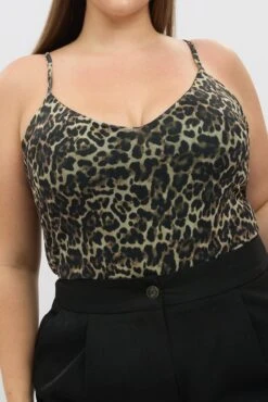 Brown Animal Print Bodysuit Sleeveless V Neck -You And All Fashion Store cjc2331 84j animal pri 6