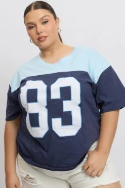 Blue Graphic T Shirt Short Sleeve 8 Blue Graphic T Shirt Short Sleeve -You And All Fashion Store cjc2344 84j navy 3