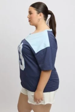 Blue Graphic T Shirt Short Sleeve 9 Blue Graphic T Shirt Short Sleeve -You And All Fashion Store cjc2344 84j navy 4