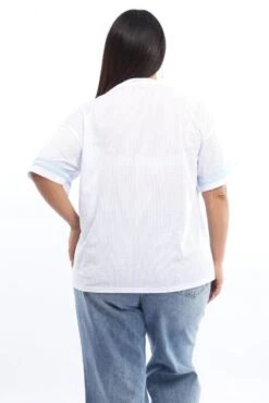 White Graphic T-shirt Short Sleeve V-neck -You And All Fashion Store cjc2344c 84j white 4