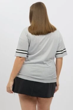 Grey Graphic T Shirt Short Sleeve V Neck -You And All Fashion Store cjc2344c 84jb grey 5