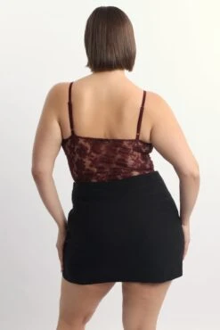 Red Bodysuit Lace V Neck -You And All Fashion Store cjc2390 84j burgundy 4