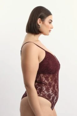 Red Bodysuit Lace V Neck -You And All Fashion Store cjc2390 84j burgundy 5